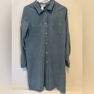 Coldwater Creek Women’s Long Sleeve Button Down Dress In A Teal Color Size M